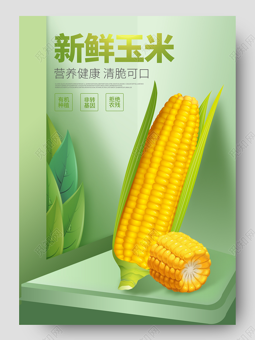 绿色简约新鲜玉米绿色健康生鲜蔬菜促销电商蔬菜生鲜玉米详情页