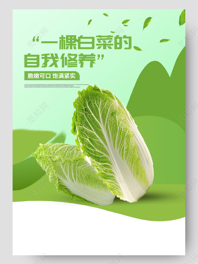绿色现代简约蔬菜生鲜大白菜详情页电商模板