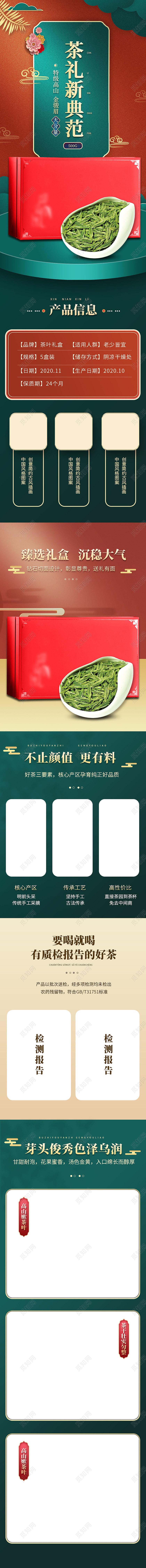 红色大气中国风电商茶礼新典范茶叶礼盒详情页