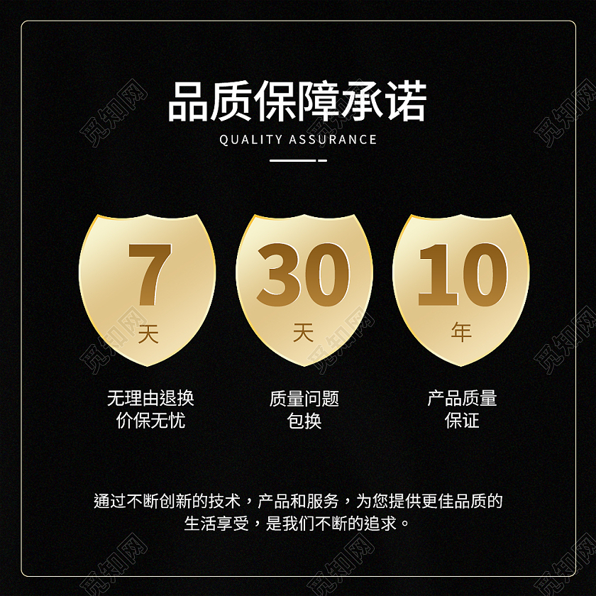 黑金色简约风品质保障售后服务主图直通车