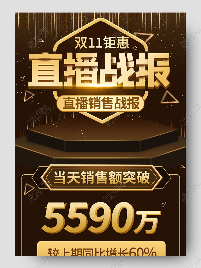 黑金酷炫双11直播销售战报海报banner双十一战报详情页