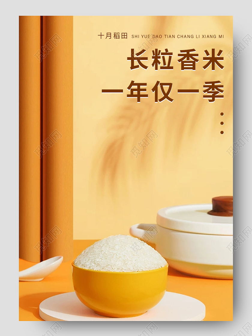 黄色大米粮食五谷食品零食详情模板
