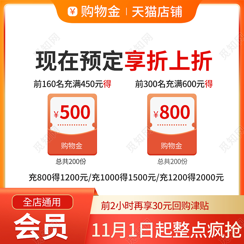 橙红色简约风双十一双11主图直通车