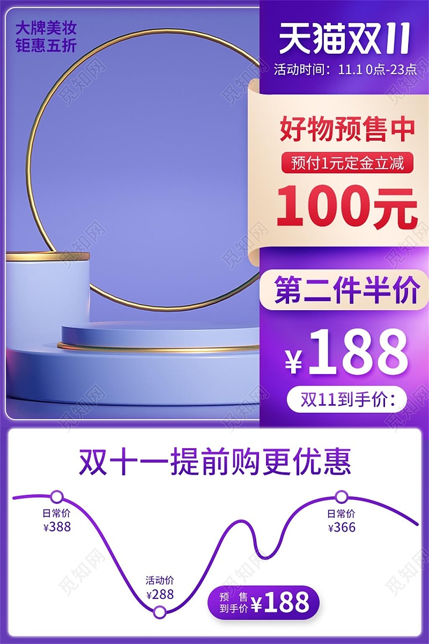 渐变色c4d天猫双十一电商淘宝天猫京东双十一美妆护肤品主图直通车