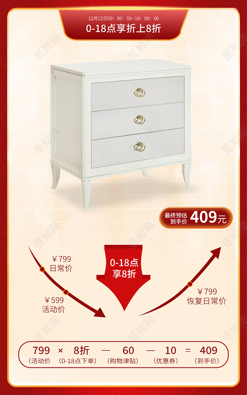 红色简约电商淘宝天猫京东家具双12双十二家装家具banner(创意)