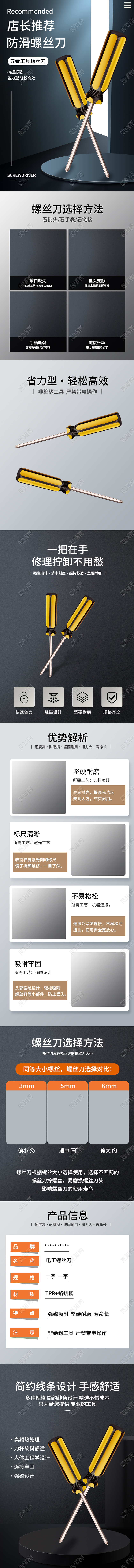 1688蓝色大气电商淘宝天猫京东螺丝刀五金设计淘宝电商详情页五金详情页
