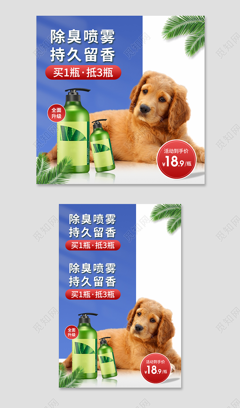 蓝色简约小清新宠物除臭喷雾持久留香猫狗专用家居主图直通车