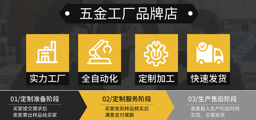 黑色简约五金工厂实力1688海报五金工厂品牌banner