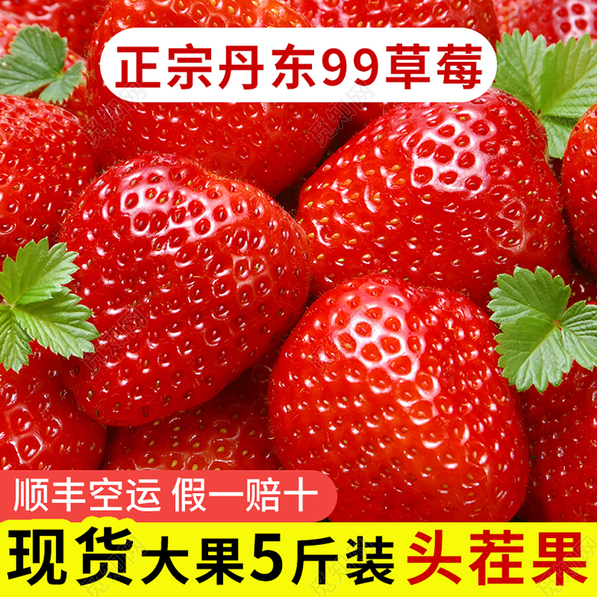 红色草莓水果生鲜电商主图直通车模板农产品主图