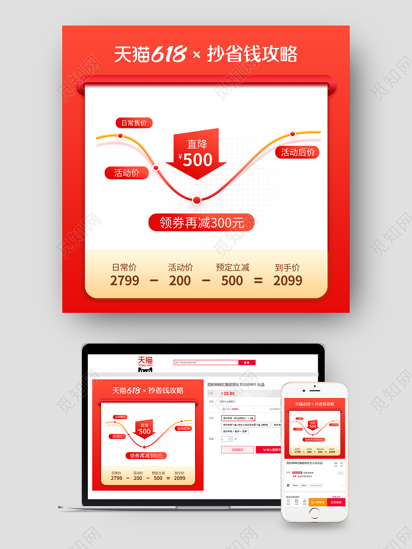 营销红618官方促销活动价格曲线主图功能型直通车设计模板