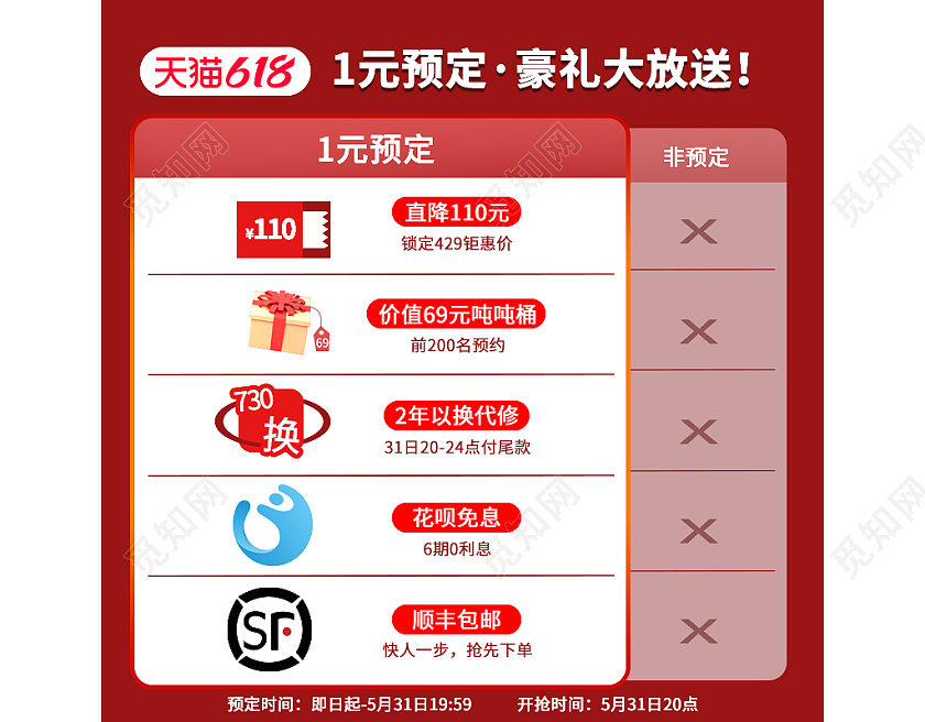 红色简约预约对比主图活动主图