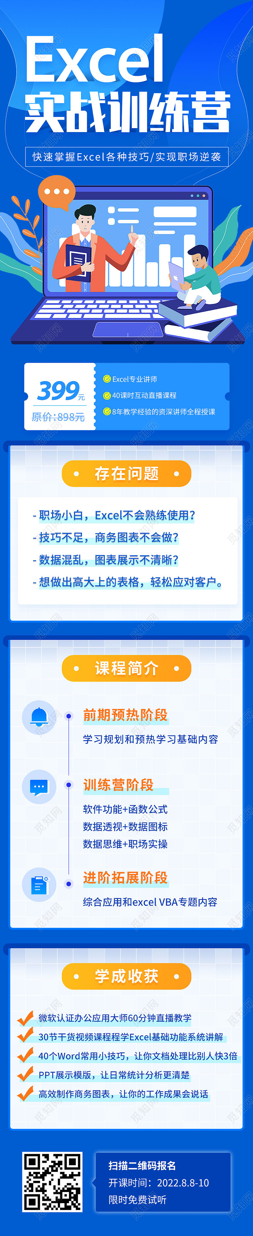 蓝色卡通扁平课程培训详情图