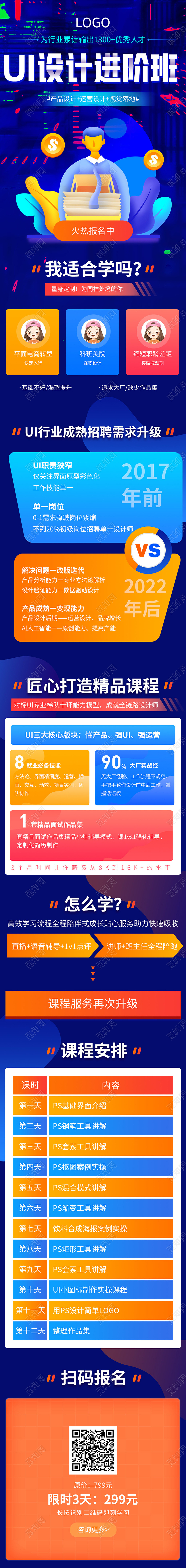 2022年UI设计进阶班培训课程表
