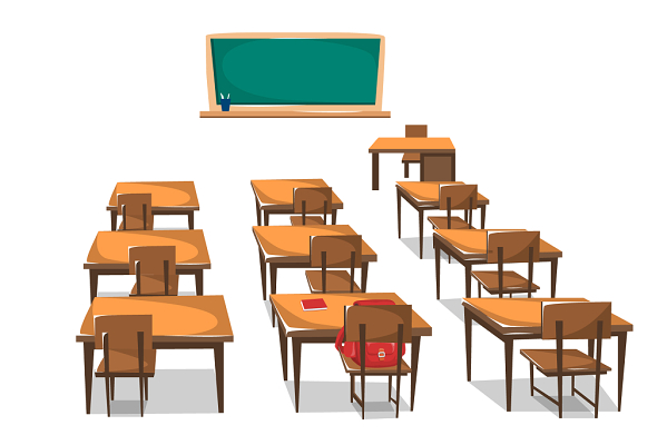 学校课桌桌子黑板讲台手绘图标素材