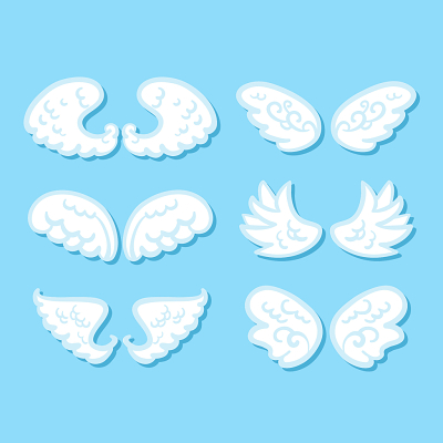 简约剪纸风格白色天使翅膀矢量素材