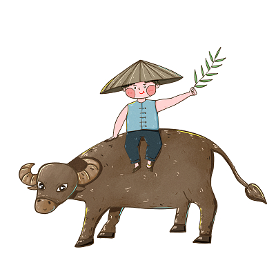 清明清明节卡通清明节放牛清明节日踏青牧童清明节清明牧童