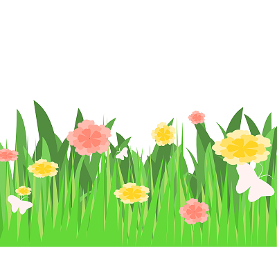 草地上的鲜花卡通草地草地素材