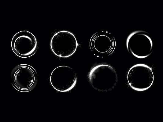 白色光圈光线光点光效光png素材元素