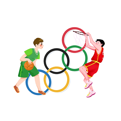 彩色运动篮球五环运动员东京奥运会运动会png素材元素