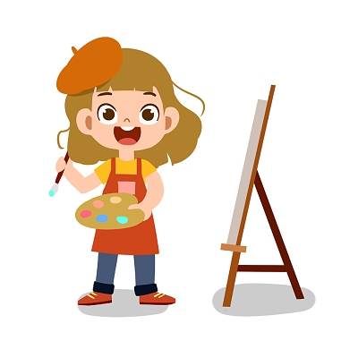 彩色儿童小孩画家美术培训暑假招生png素材