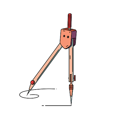 开学季文具免扣手绘元素圆规欢乐舞蹈开学季文具元素