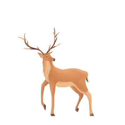 橙色麋鹿可爱卡通动物png素材麋鹿元素