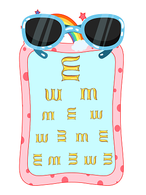 视力表卡通眼镜边框风格png素材