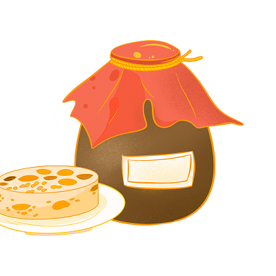 彩色手绘卡通酒坛重阳糕重阳节美食食物元素png素材