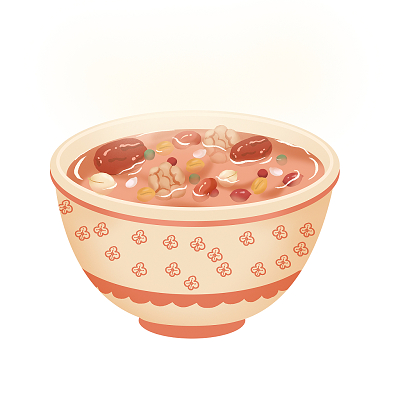 红色手绘卡通八宝粥腊八粥腊八节美食元素png素材