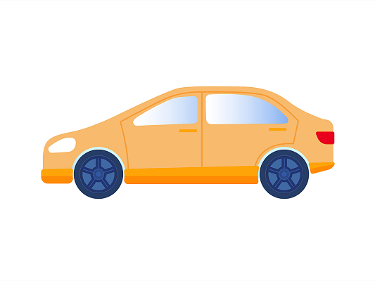 橙色卡通手绘汽车轿车交通工具png素材元素
