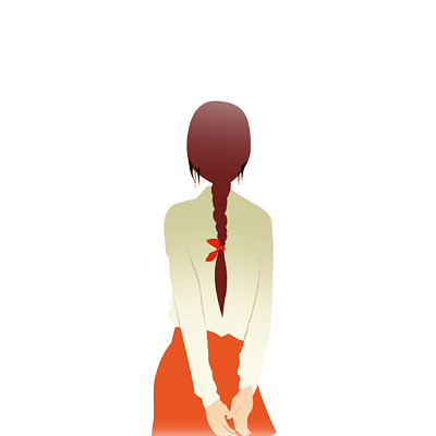 彩色卡通人物背影女孩女人png元素