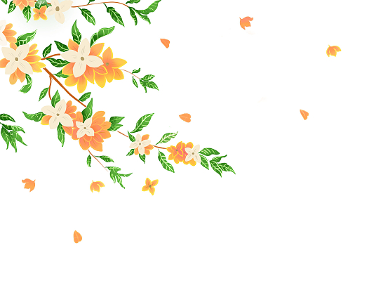 绿色手绘卡通小清新花叶花树花枝春天元素png素材