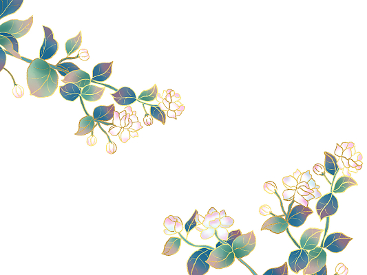 绿色手绘卡通花朵花花叶花枝元素png素材