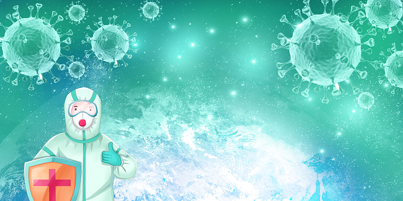 绿色手绘病毒医生疫情展板疫情背景