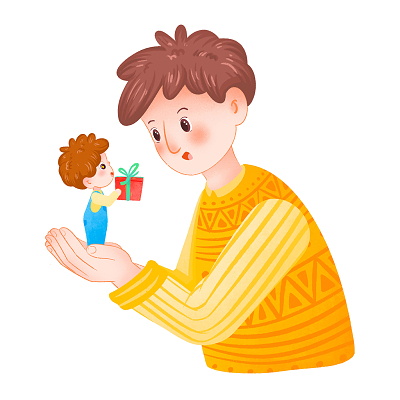 感恩父亲节送礼物父亲节礼物元素父子亲情节日捧在手心png素材