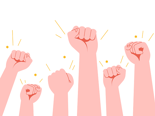 扁平手元素握紧拳头加油鼓励png素材手势