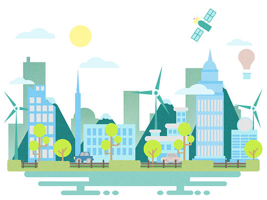 文明城市扁平文明城市城市png素材