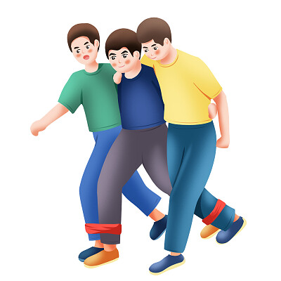 卡通扁平团建游戏活动人物插画元素