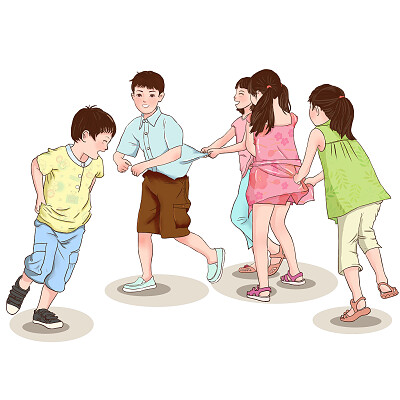 卡通团队做游戏加油打气插画素材png