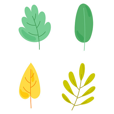 绿色卡通手绘草地草坪草原叶子花草植物元素png素材