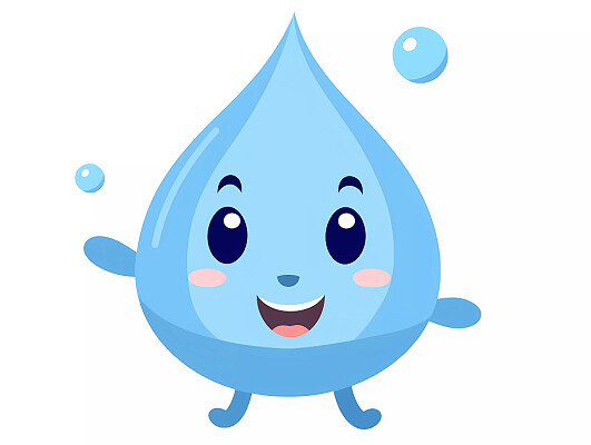 水滴蓝色水珠手绘卡通可爱笑脸水滴元素