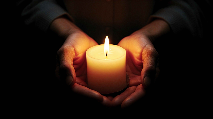 悼念的蜡烛白烛黑白图哀悼悼念的一根白色蜡烛白烛哀悼夜晚蓝色星空下