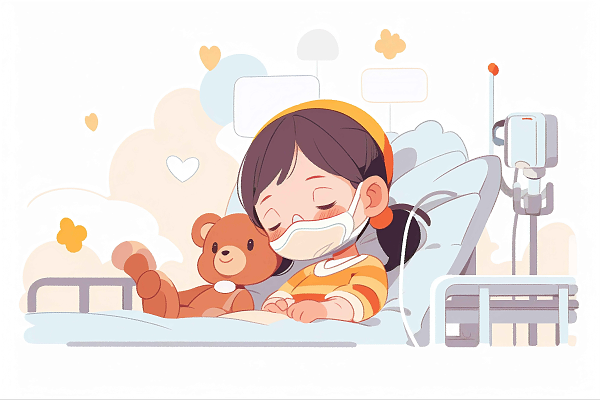 一位生病的小女孩卡通ai插画