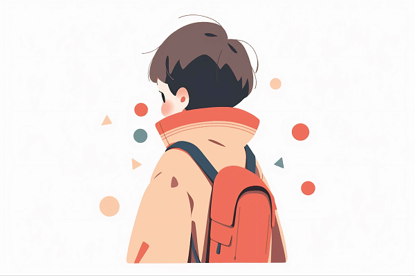 背着背包的小男孩的背影卡通ai元素