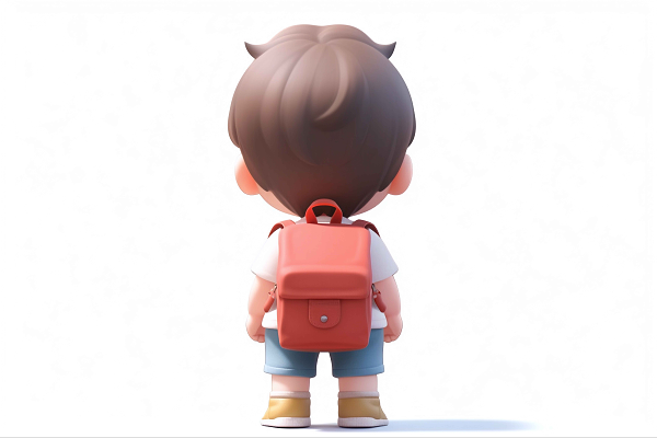背着背包的小男孩的背影3d卡通ai元素