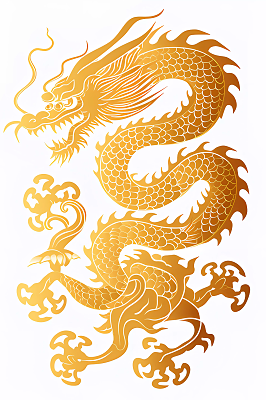 金色纹理龙传统节日龙抬头png素材二月二龙抬头新年龙年元素背景