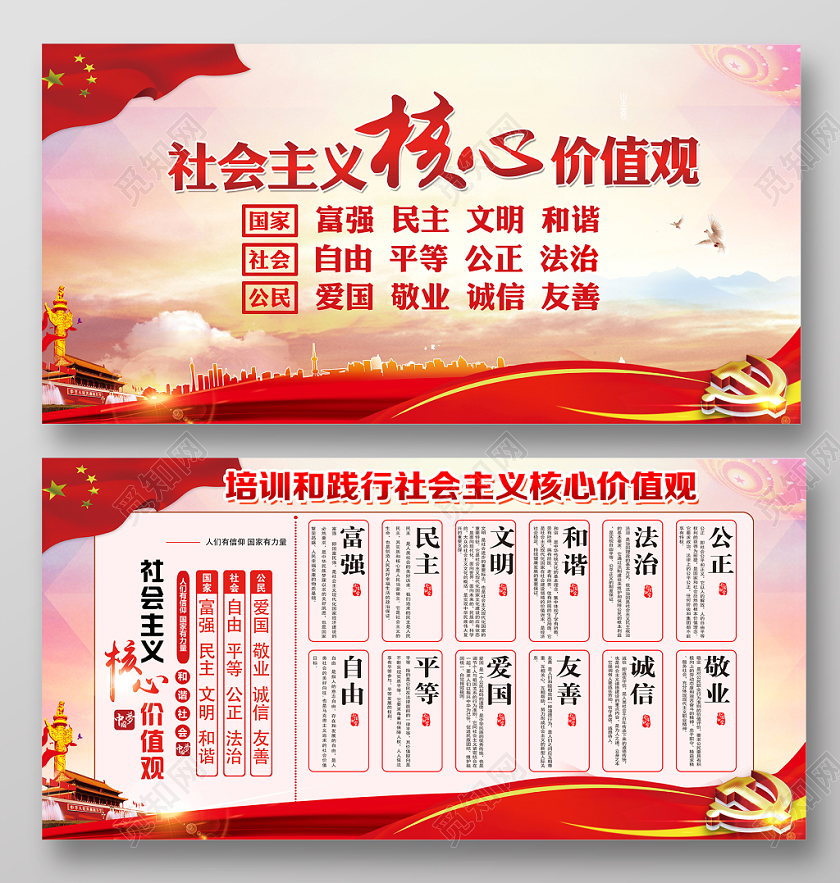 社会主义核心价值观党建宣传展板设计