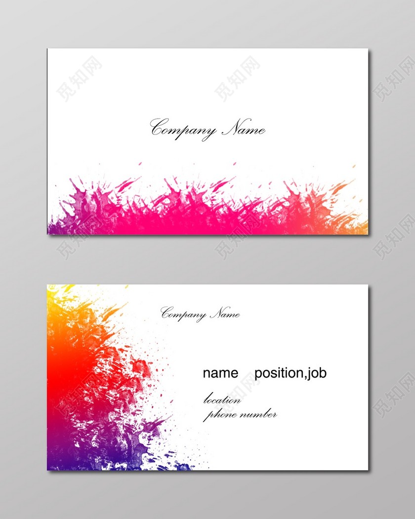 彩色名片简约时尚英文名片设计模板