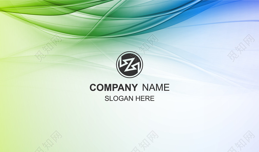 淡雅渐变绿色蓝色商务公司创意名片
