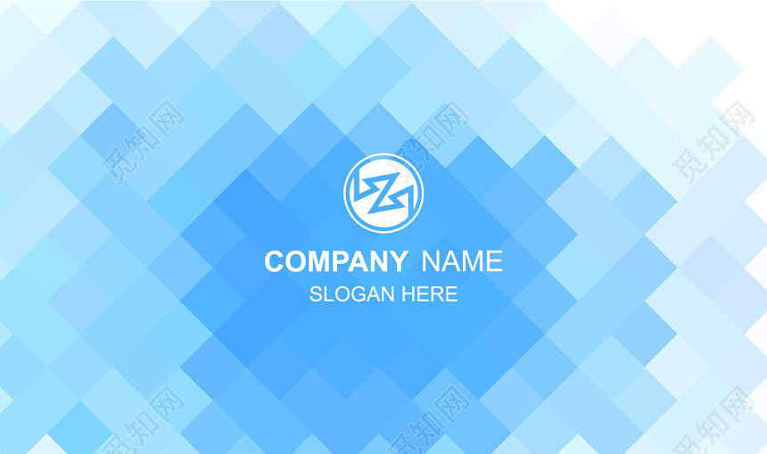 简洁大气蜂巢蓝色白色商务公司创意名片